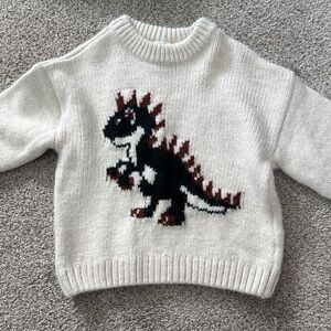 Zara Cream Dinosaur Knit Sweater for Kids